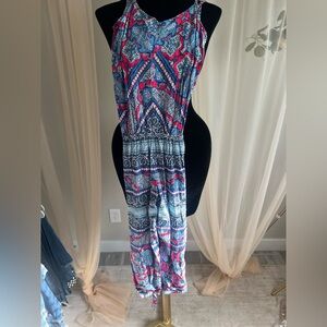 Tommy Bahama Blue and Red Patterned Jumpsuit